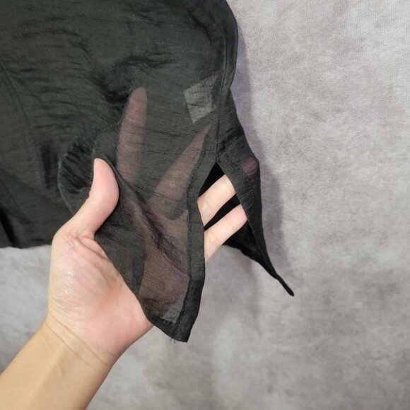 TanJay Black Sheer Soft Lightweight Button Down size Large - Picture 9 of 14